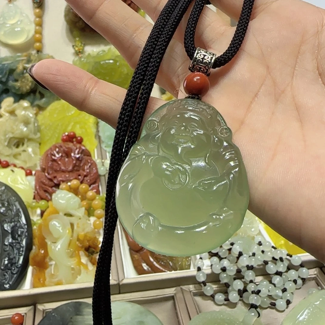 未镶嵌蛇纹石玉吊坠吃**福