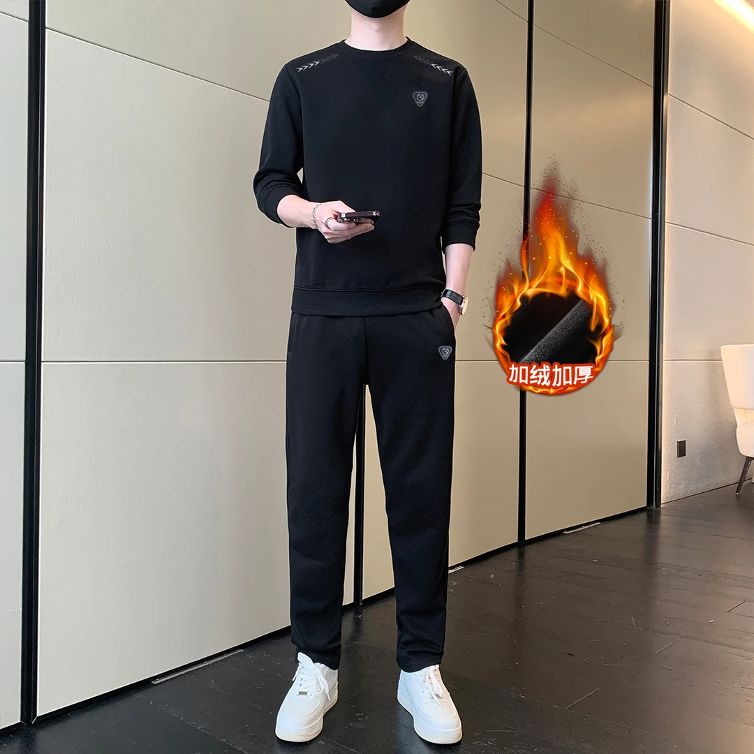 男装春秋季卫衣时尚长袖套装休闲百搭男士潮流圆领修身帅气