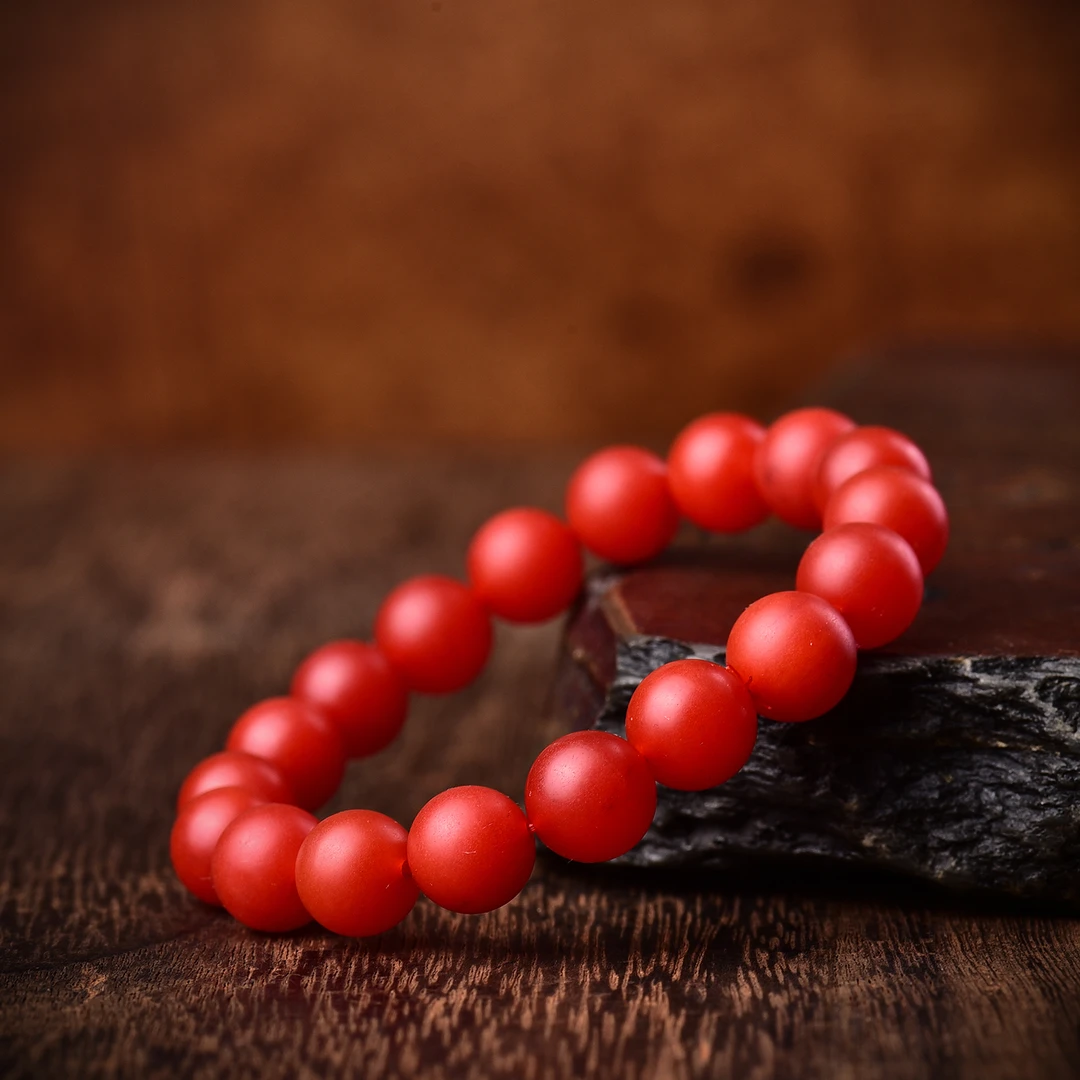 天然南红锦红玛瑙单圈手串 D982—多样性发