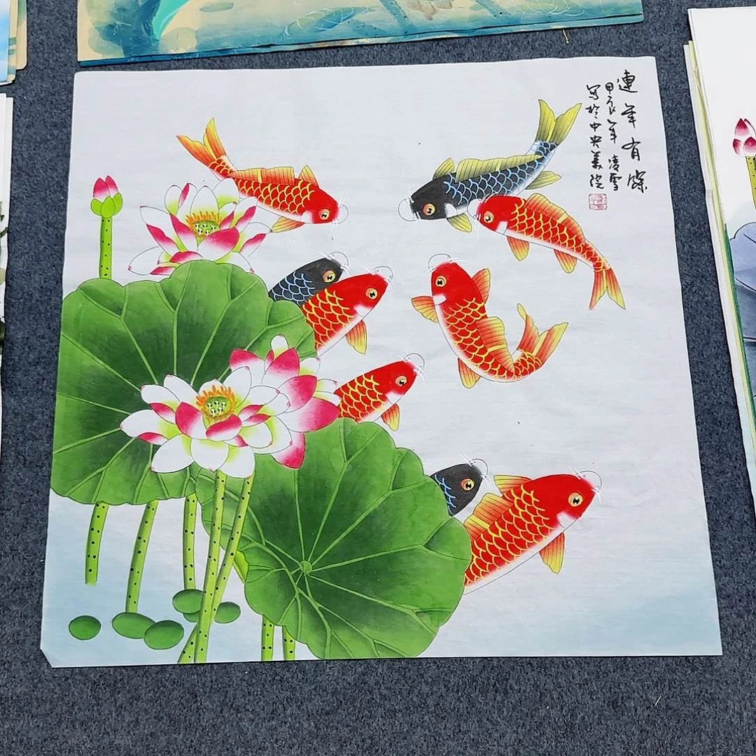 国画尺寸70X70手绘作品
