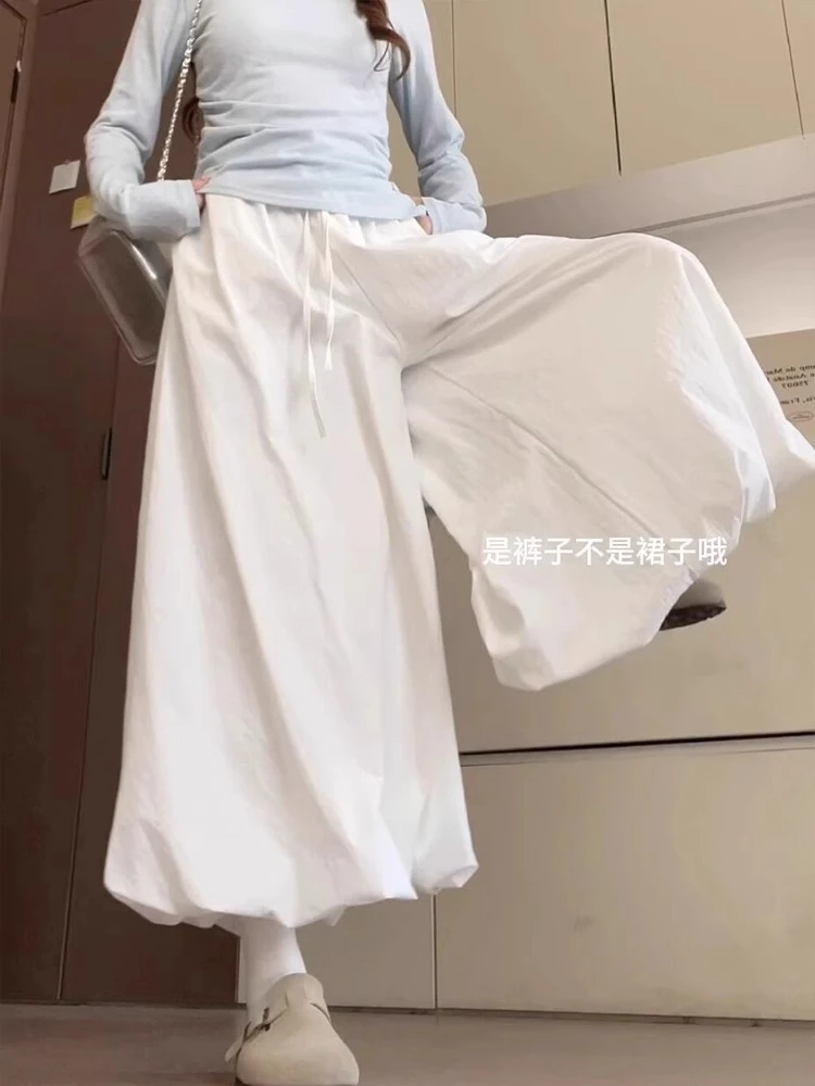 花苞裙裤女夏季新款高腰显瘦宽松九分休闲阔腿裤慵懒感蓬蓬灯笼裤