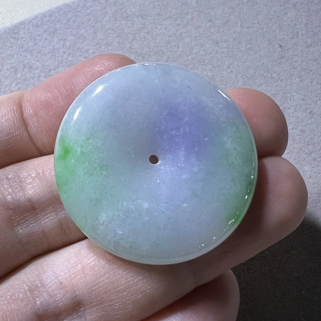 春彩平安扣翡翠吊坠