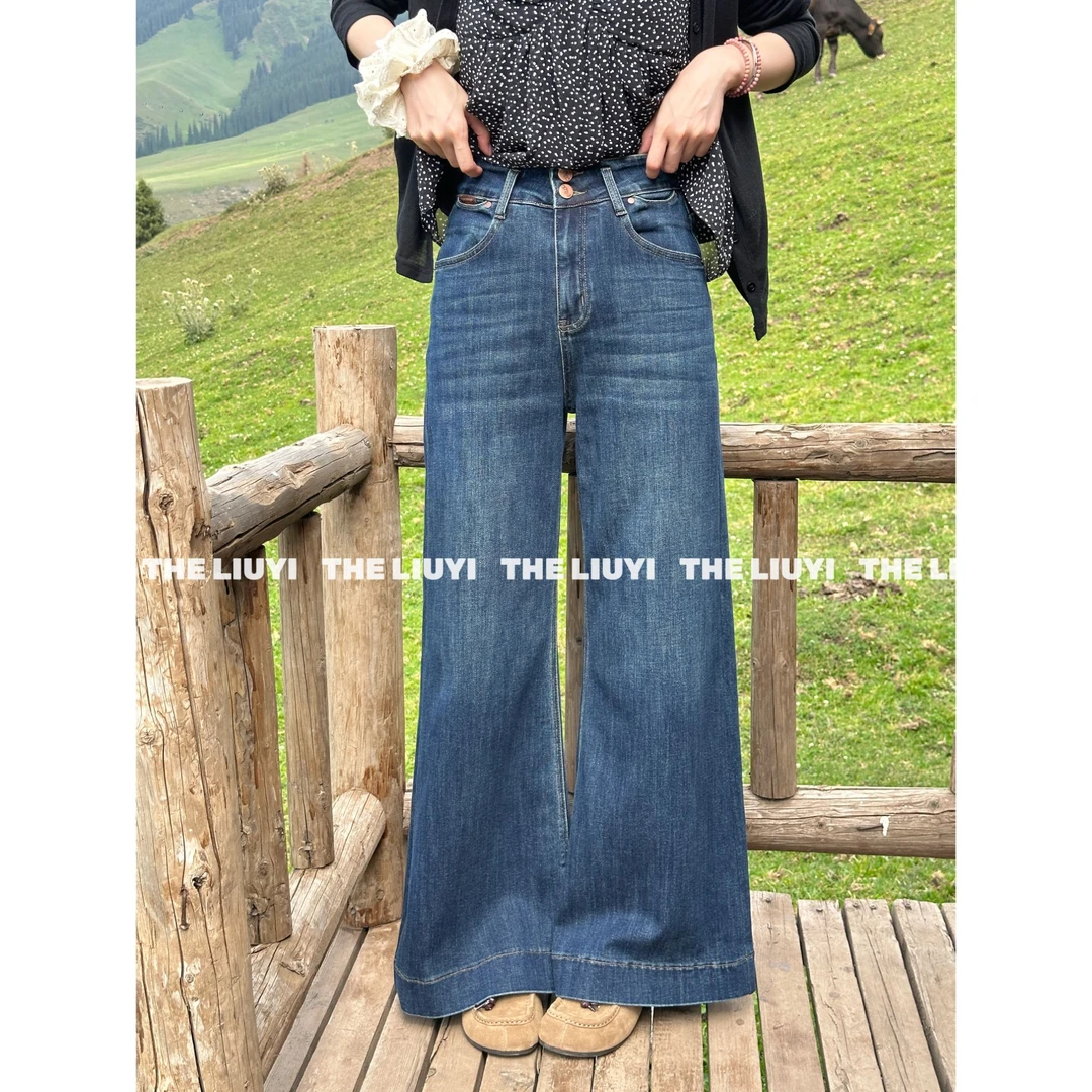 【LIUYI】超牛裤王~ju显腿长！高腰A字显瘦牛仔裤572630