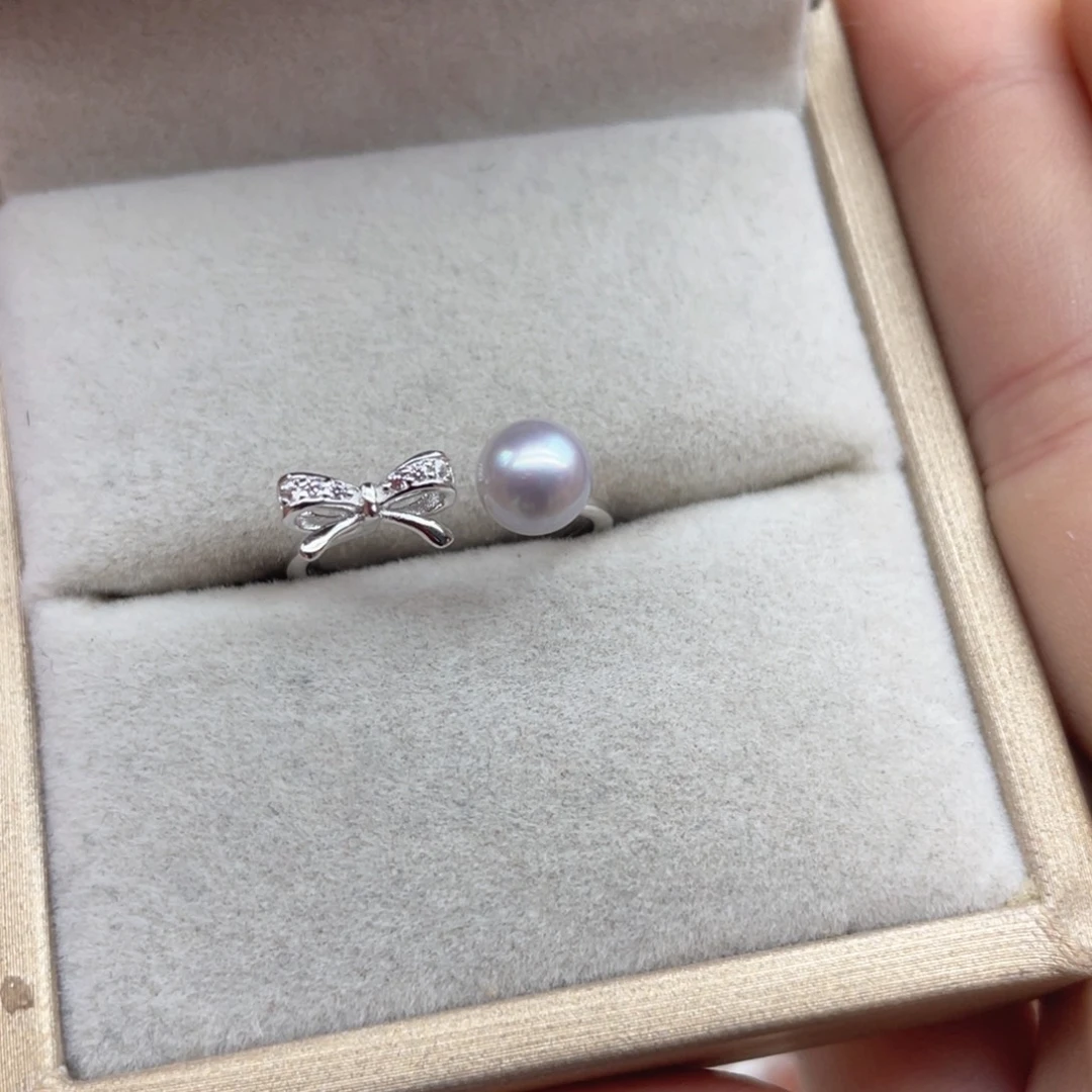 银S925镶嵌海水珍珠戒指Y142