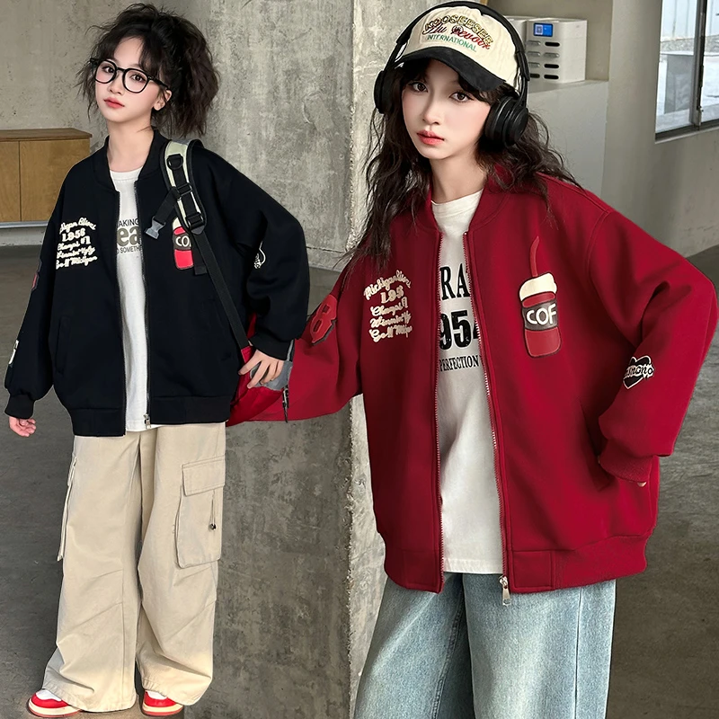 女童外套春秋款2025中大童女孩棒球服春季12女孩夹克儿童春装上衣