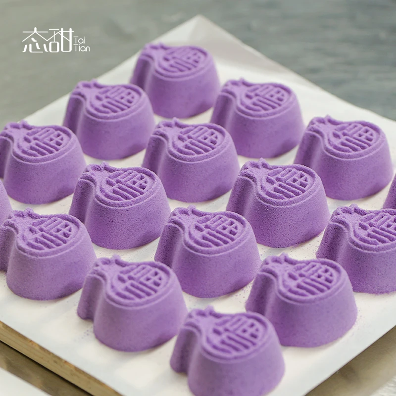 紫薯福袋米糕红豆沙馅手工制作传统中式糕点