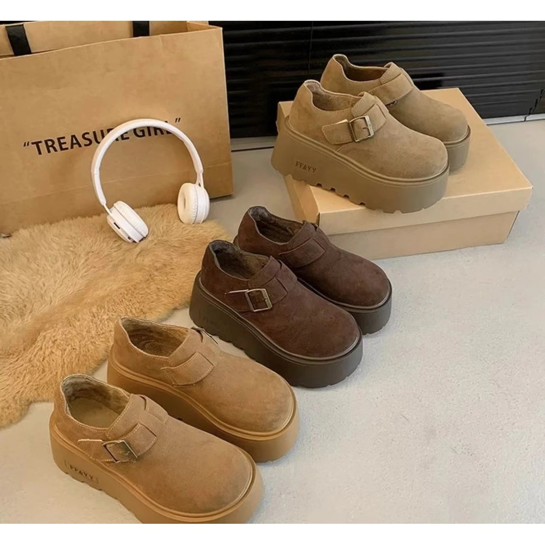 增高厚底勃肯鞋女加绒百搭2024新款休闲时尚秋冬 605