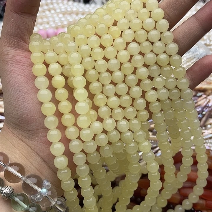 玛瑙/玉髓未镶嵌珠宝半成品一条8mm左右黄口和田