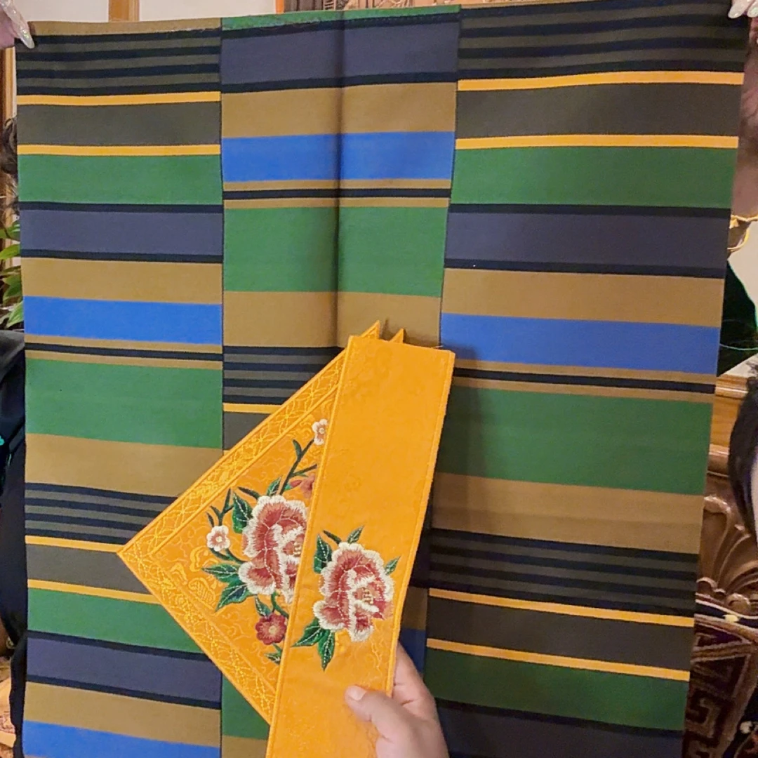 （日喀则新年活动）军绿黄线帮典围裙（送三角）