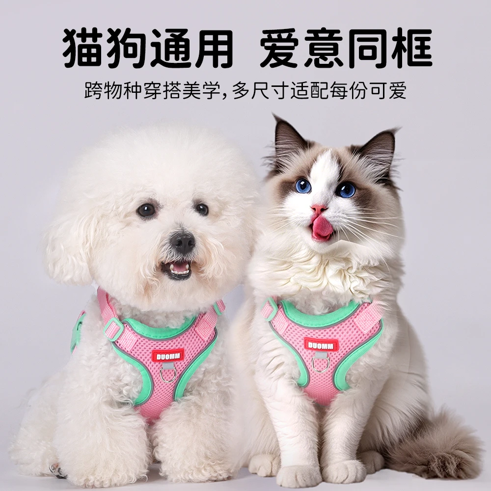 小狗狗牵引绳小型犬小狗背心式遛狗绳泰迪博美防挣脱外出专用背带