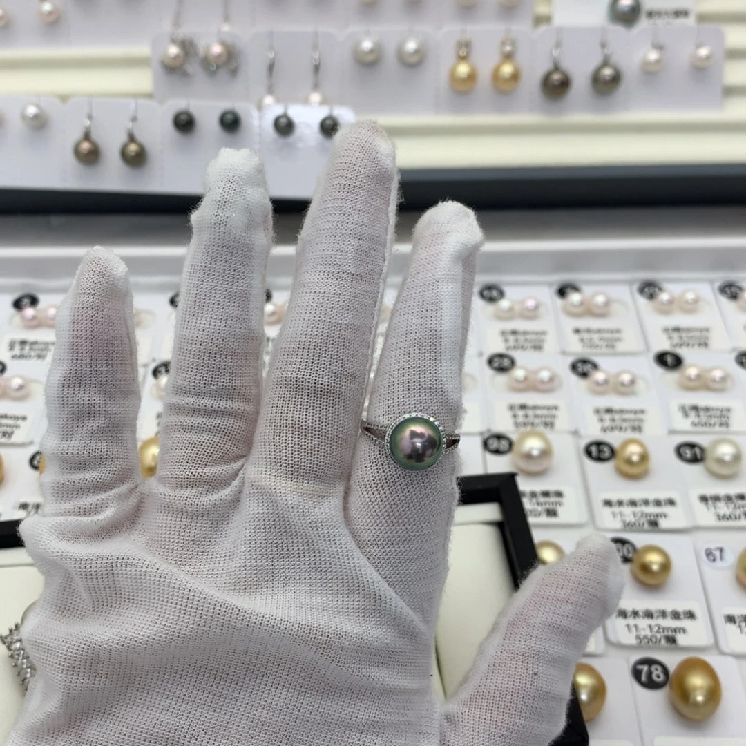 戒圈海水珍珠银S925镶嵌