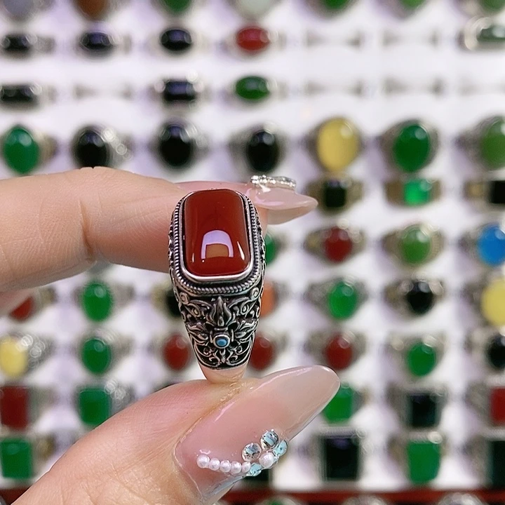 银S925镶嵌戒指玛瑙/玉髓