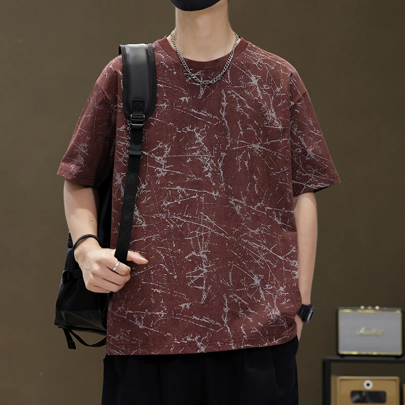 男士短袖T恤大码休闲夏季半袖复古宽松潮流印花百搭中国风ins圆领