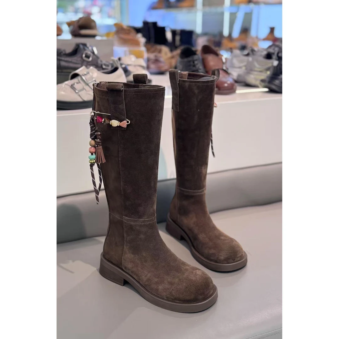 【维米克设计师版】明星同款逸美琦2025新款百搭覆古马丁靴女百搭