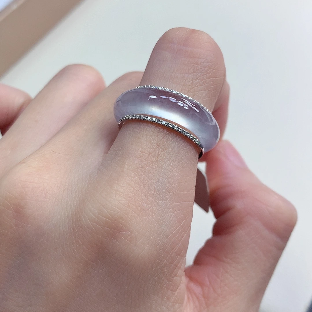 翡翠18K金镶嵌戒圈13号一套