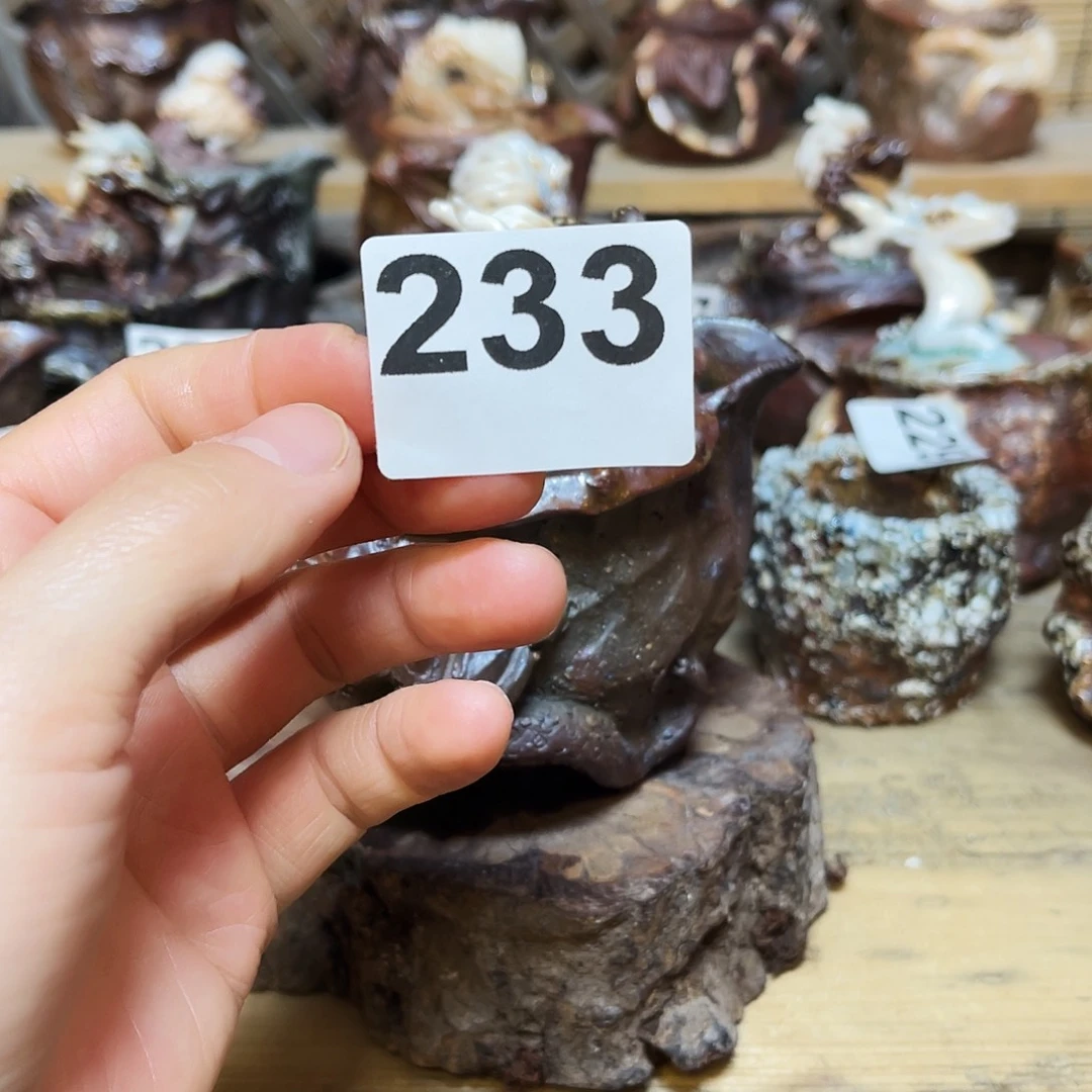 杯净**画柴烧粗陶手捏宝瓶特价