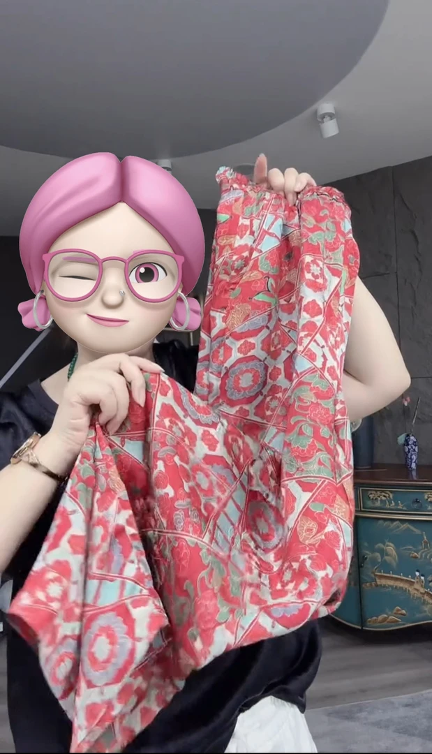 2025夏季新款高腰显瘦百搭几何宝相花国风小脚裤