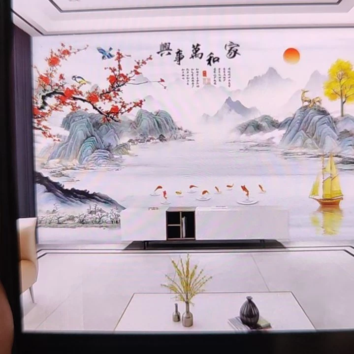@***2客厅电视墙壁画壁布材质
