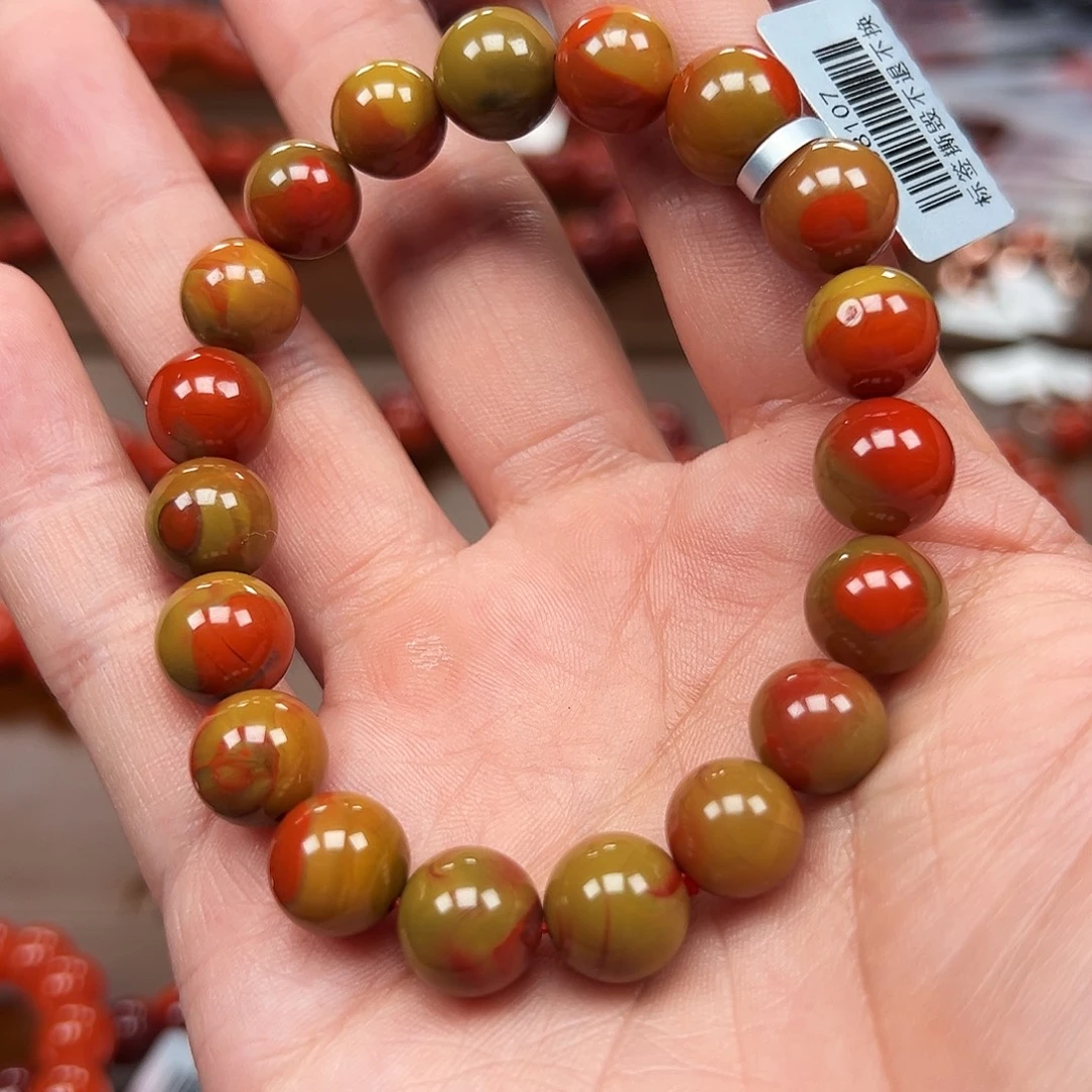 南红玛瑙未镶嵌手链包浆料10m收藏级双色