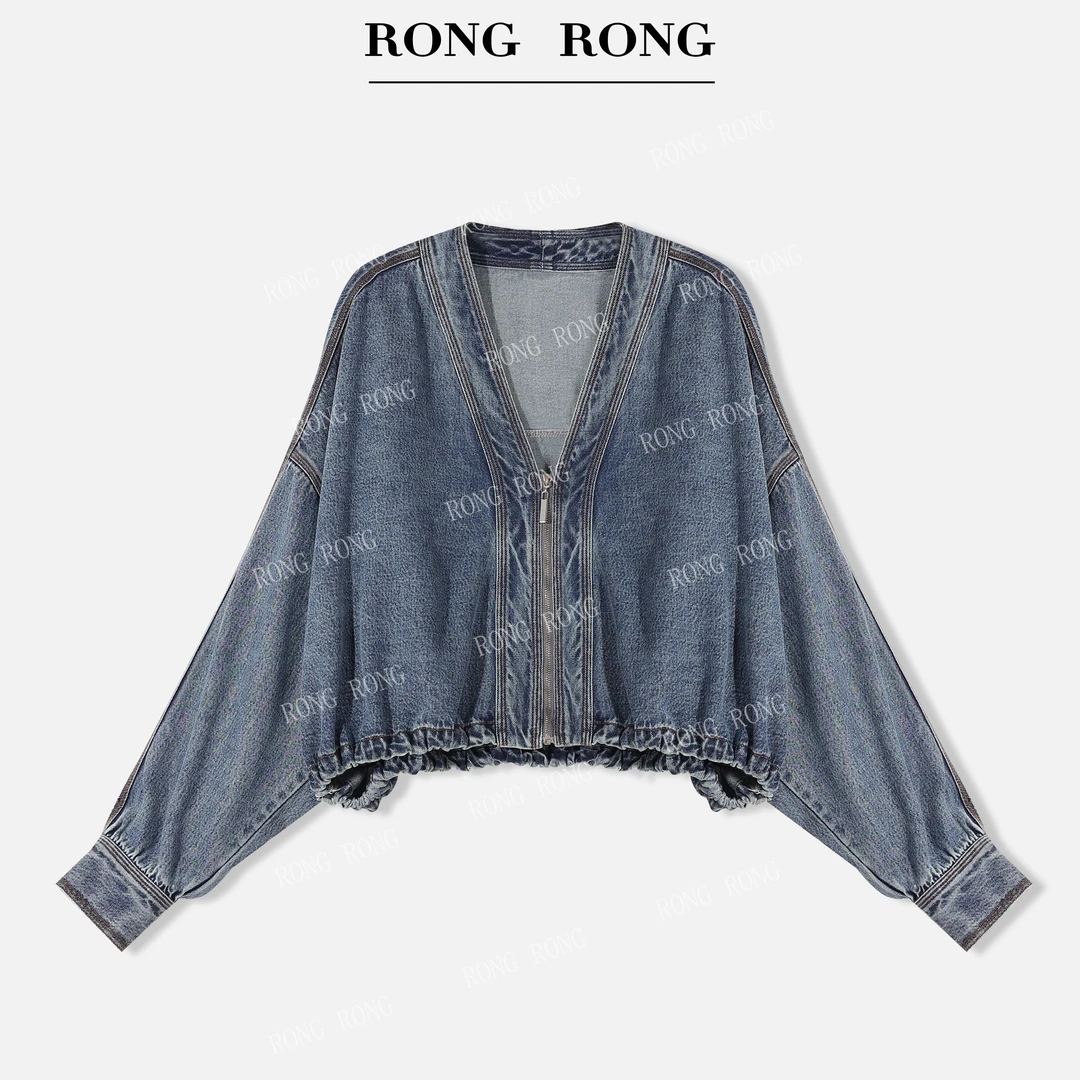 溶溶T【星暮蓝海】RONGRONG 莱赛尔棉V领结构短牛仔外套C-I2051028