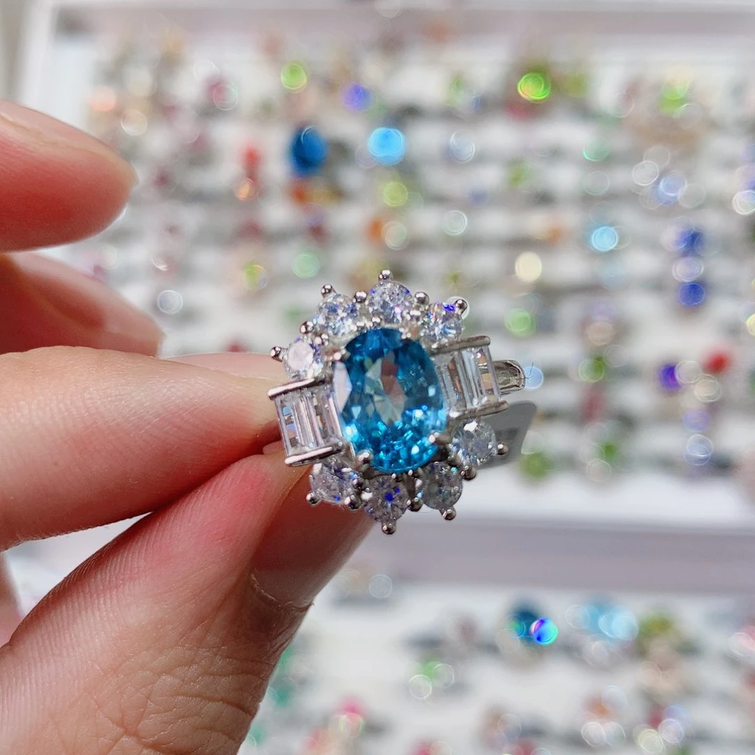 锆石戒指戒指银S925镶嵌