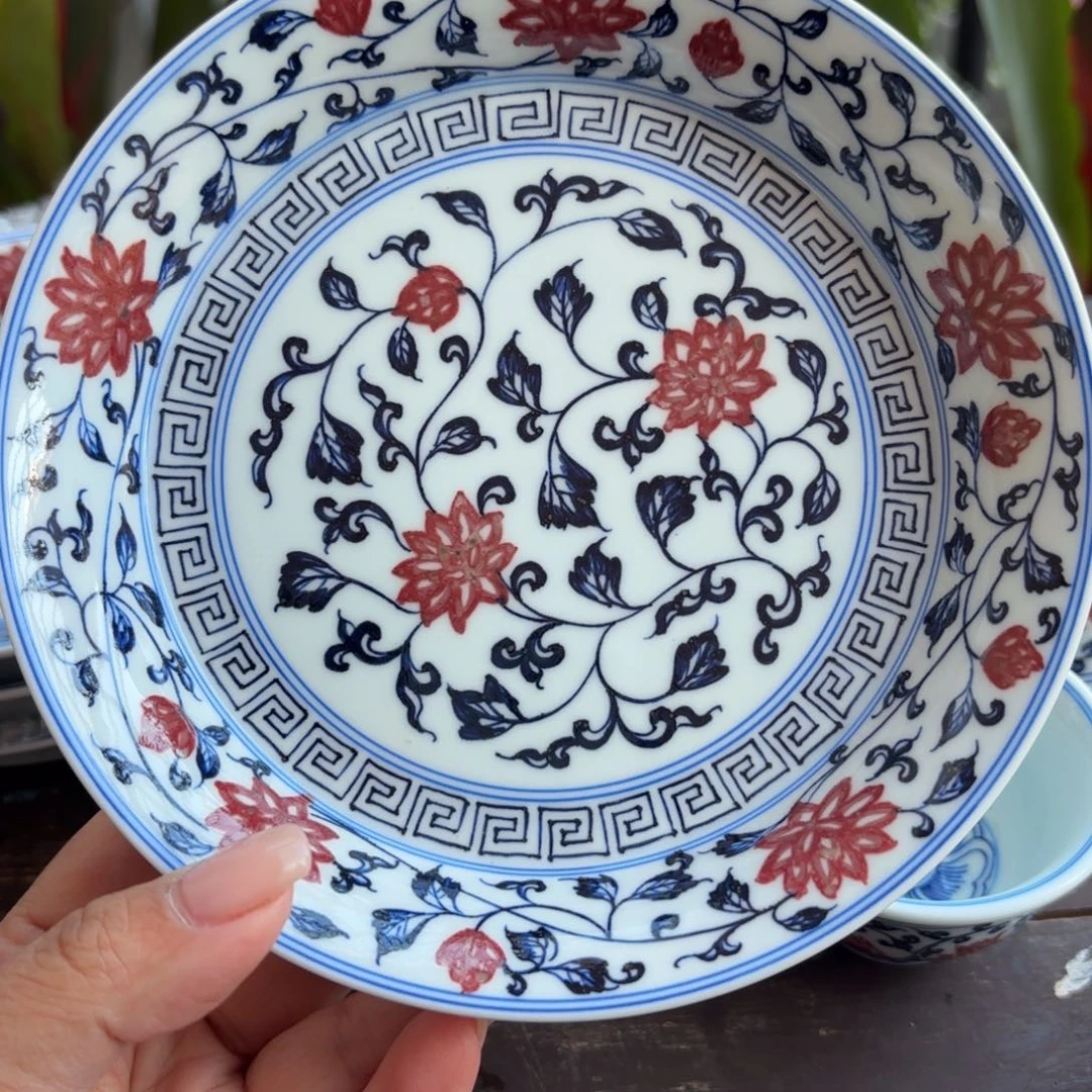 陶微瑕青花釉里红手绘杯杯壶承