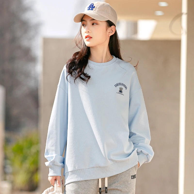 初中生卫衣少女大童春秋款2025新款宽松休闲插肩袖圆领长袖上衣潮