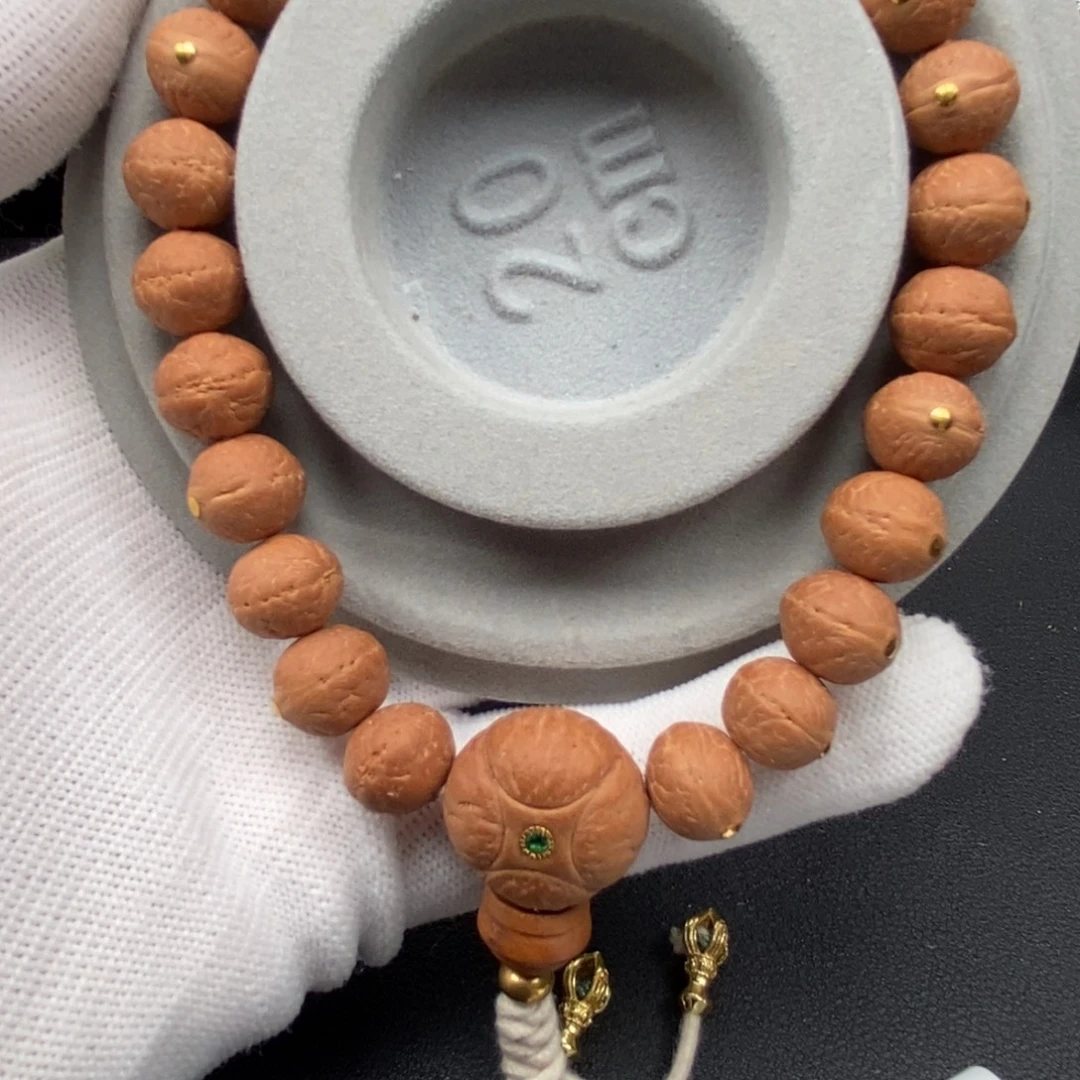 凤眼菩提手串实心飞碟11.5mm镶嵌小黄