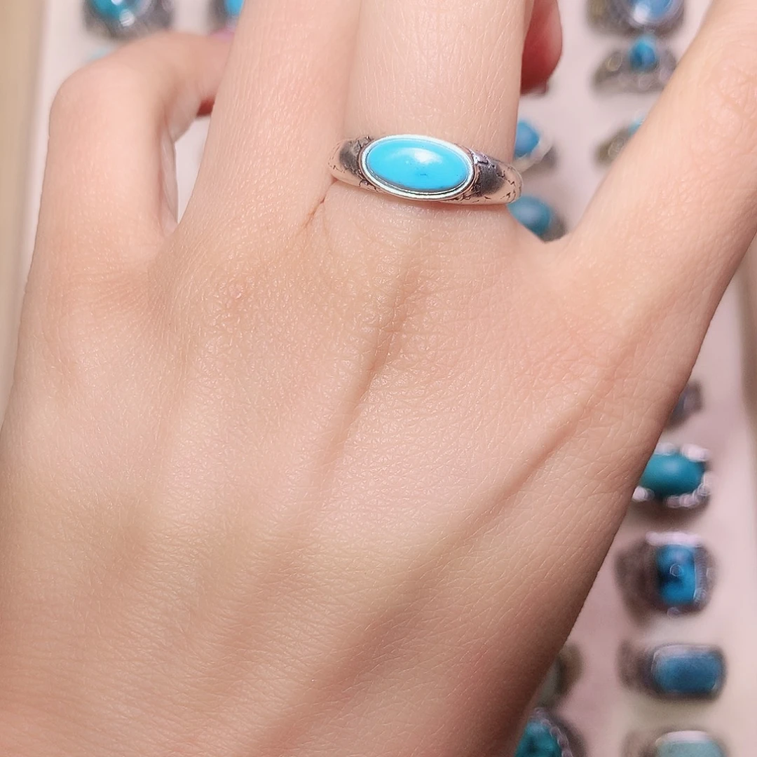 绿松石银S925镶嵌戒指