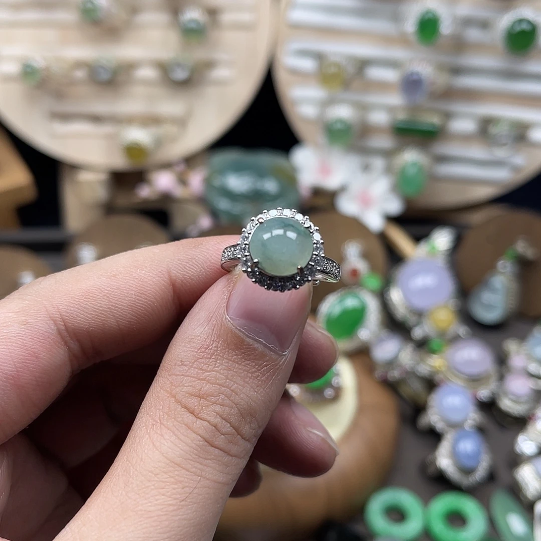 翡翠银S925镶嵌戒指