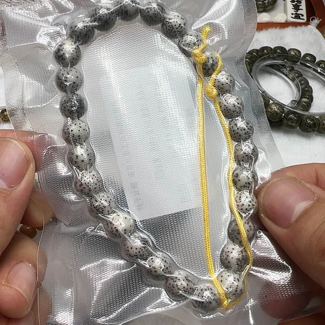 星月菩提手串38灭火月留白糯冰石玉星月菩提糖豆手持9圆