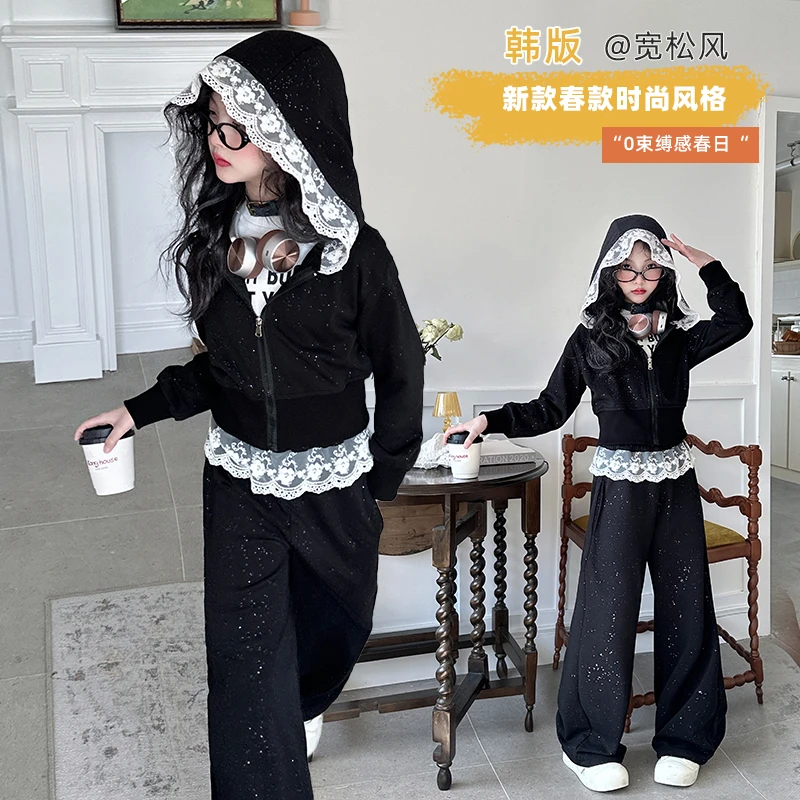 女大童套装女童春装卫衣套装2025新款春季两件套女童韩版套装潮款