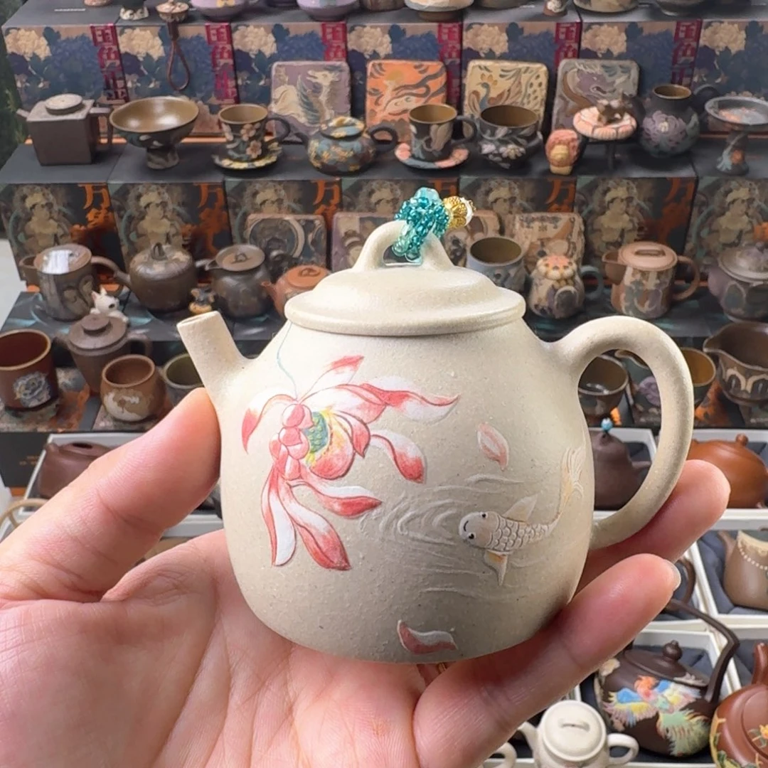 茶壶紫砂150ml白段荷花