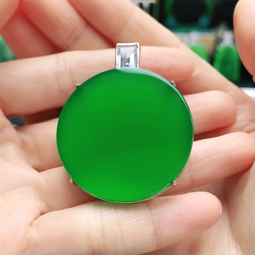 玛瑙/玉髓银S925镶嵌吊坠