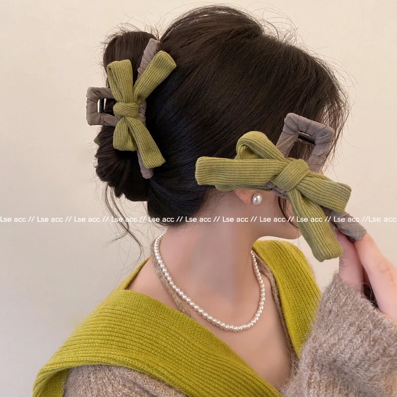 早秋蝴蝶结发夹抓夹女2025新款大号鲨鱼夹发量大后脑勺盘发卡发饰