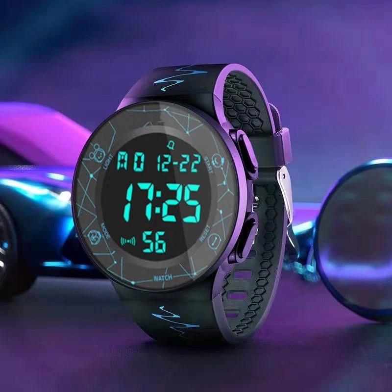电子表男款手表初高中生黑科技夜光青少年多功能运动儿童计时闹钟
