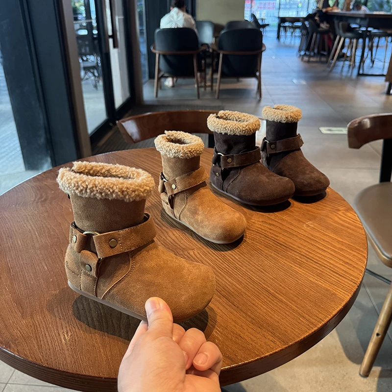 女童雪地靴2025冬季新款女孩保暖棉鞋加绒保暖二棉靴儿童鞋子
