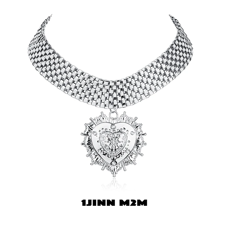 铜合金亚克力吊坠 1JINN M2M 重工复古朋克爱心choker【青青款】