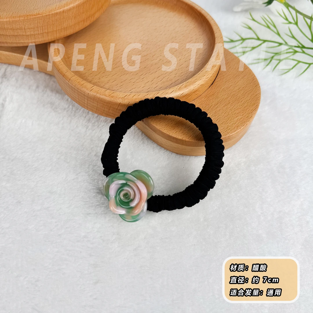 2699简约气质醋酸玫瑰花面膜发圈扎头头绳