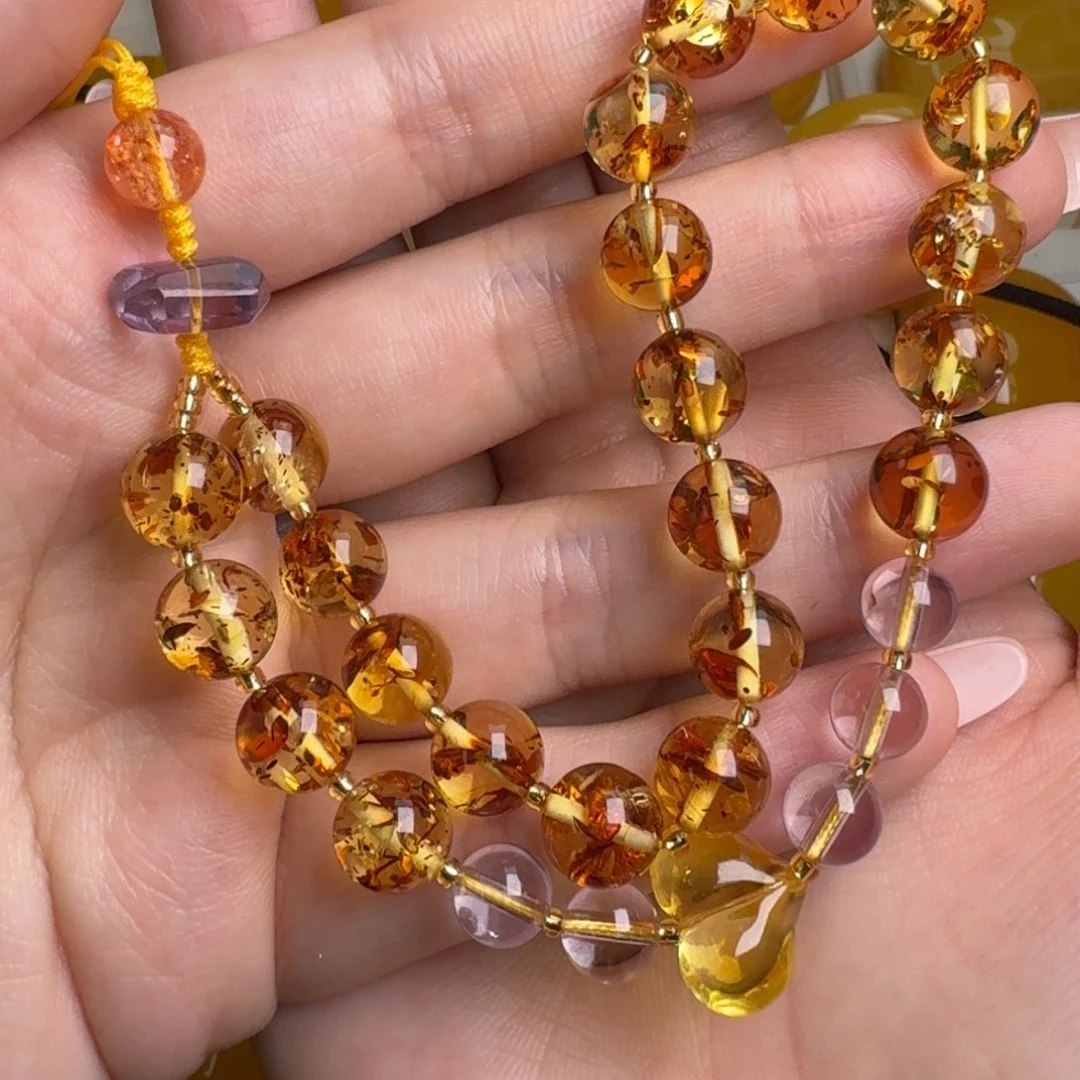 琥珀未镶嵌手链手机链