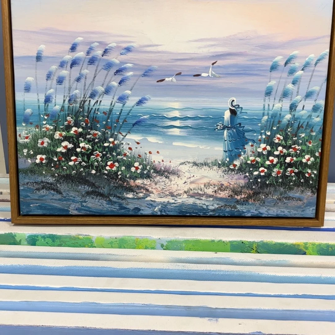 手工手绘精品油画带框32+42尺寸