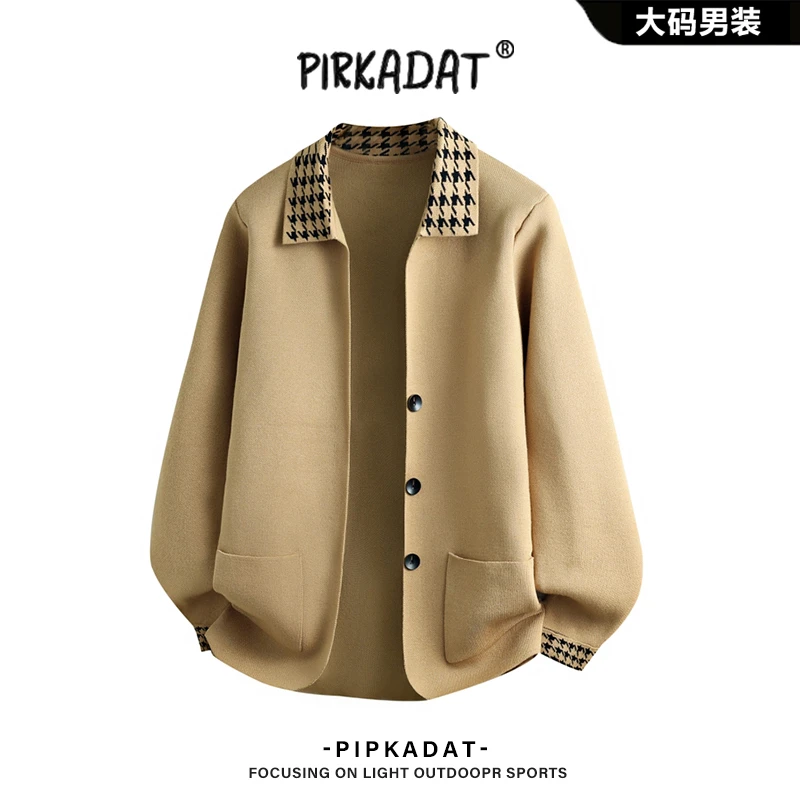 Pirkadat韩系简约时尚休闲宽松百搭夹克男秋季新款千鸟格翻领夹克