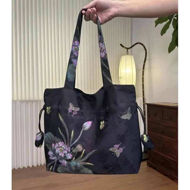 荷塘月色 托特包国风系列特色手提加大元宝包