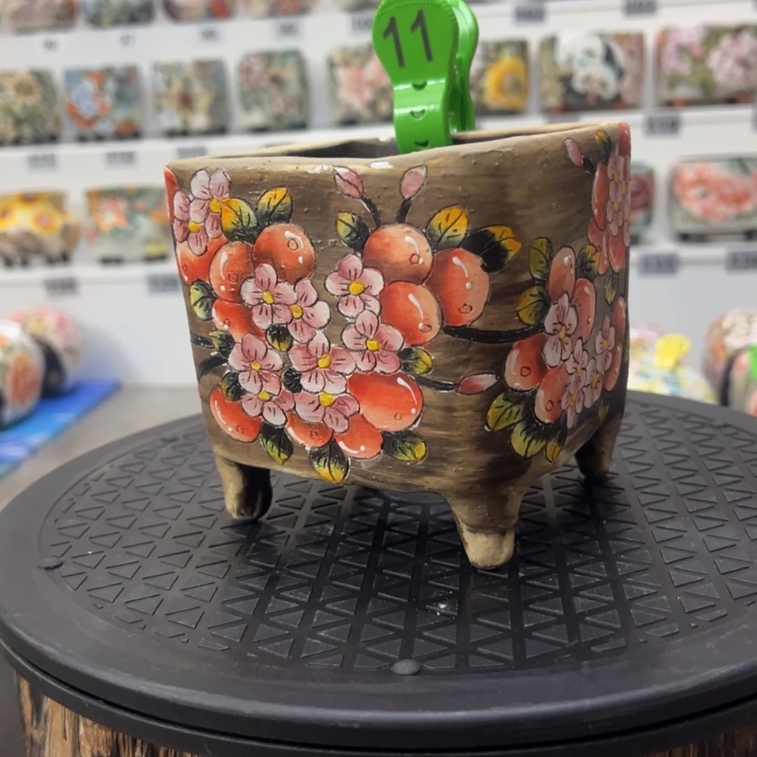 手绘陶瓷花盆口10.5