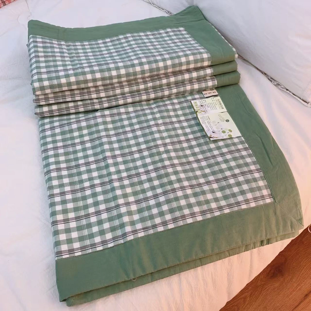 【印月绿】-A类双人全棉色织棉花空调被夏凉被