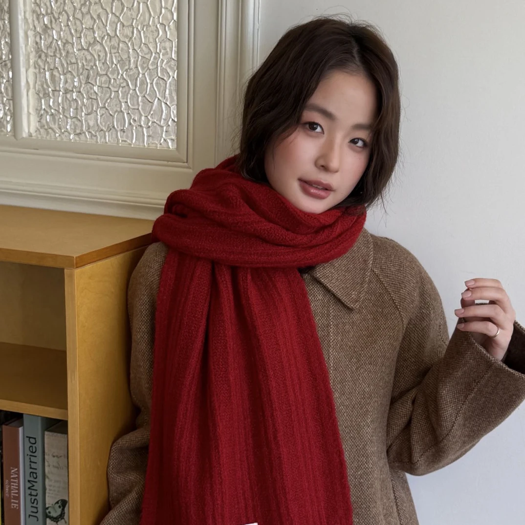 【森林推荐】竖条纹高级感围巾韩加厚百搭情侣针织保暖护颈围脖