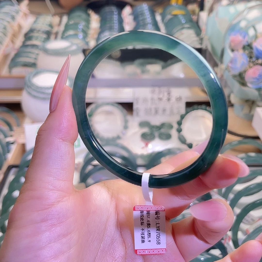 翡翠未镶嵌手镯圆条56-57圈