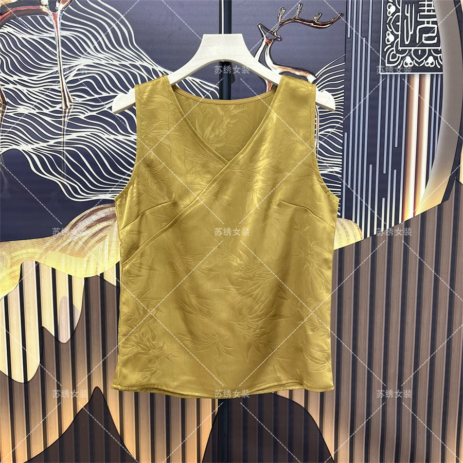 【金竹背心】国风复古斜襟气质垂感免烫V领无袖上衣外穿夏季马甲女2