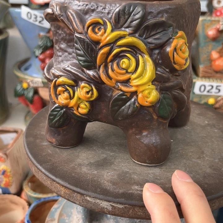 紫砂花盆粗陶材质多肉花盆发货两个