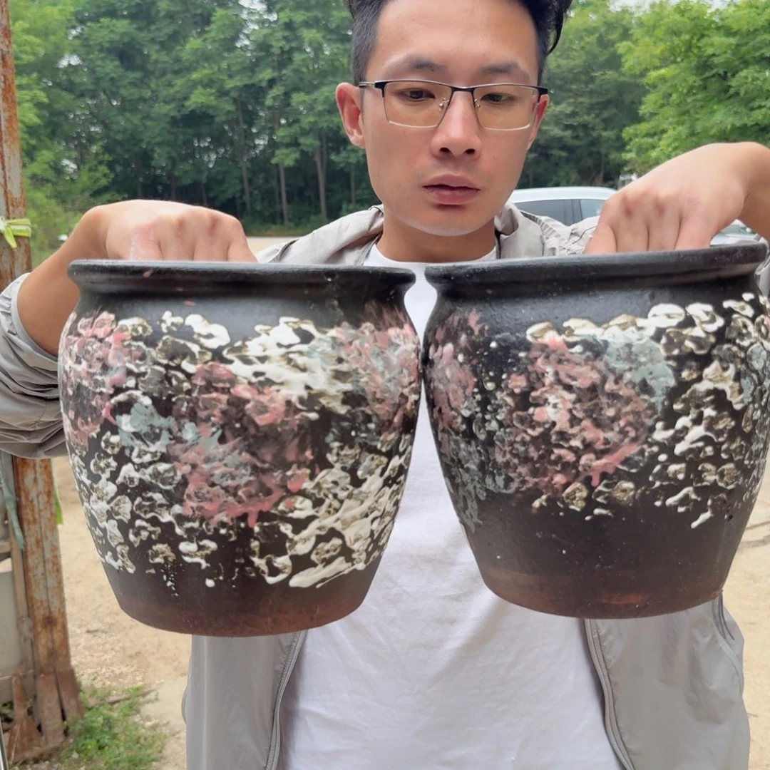 紫砂花盆口20高20（两个姹寂胖子文林